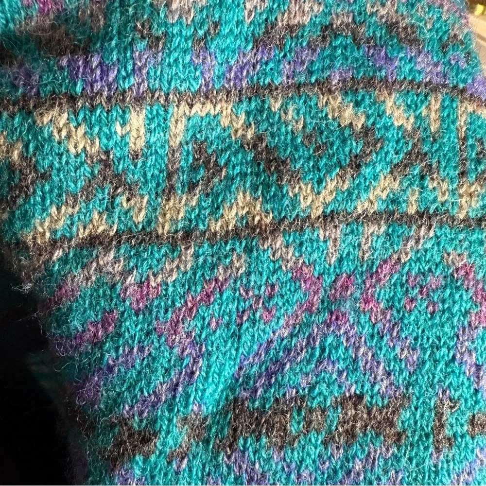 Colours by Alexander Julian Men’s Vintage Blue Green Teal Knit WOOL Sweater